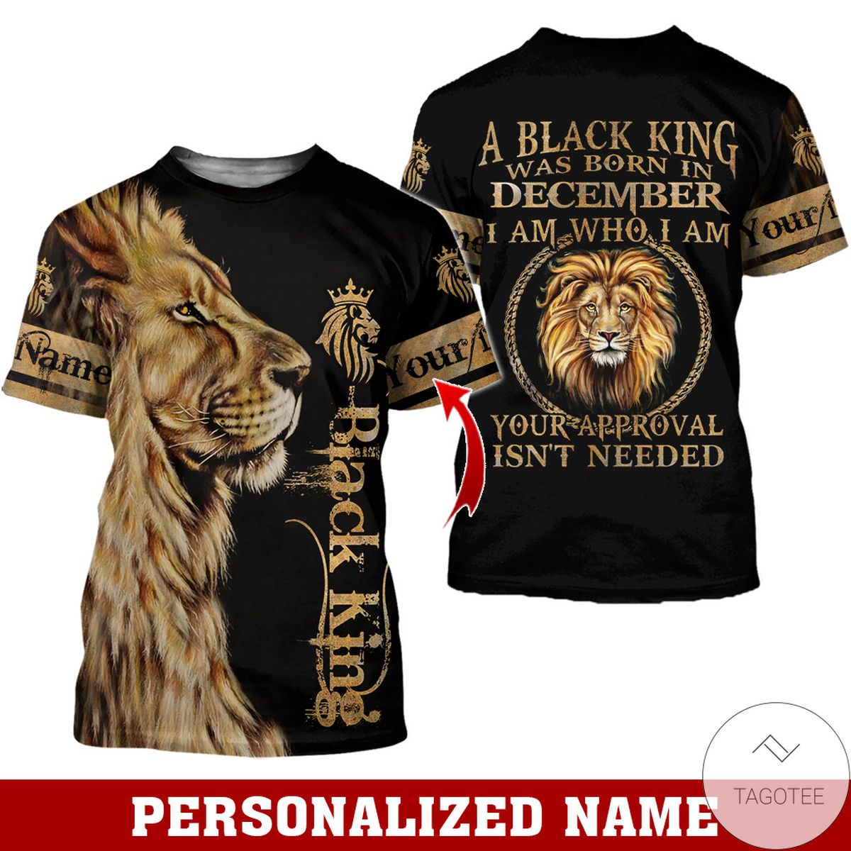 Personalized Name Black King Was Born In December Lion All Over Print Hoodie