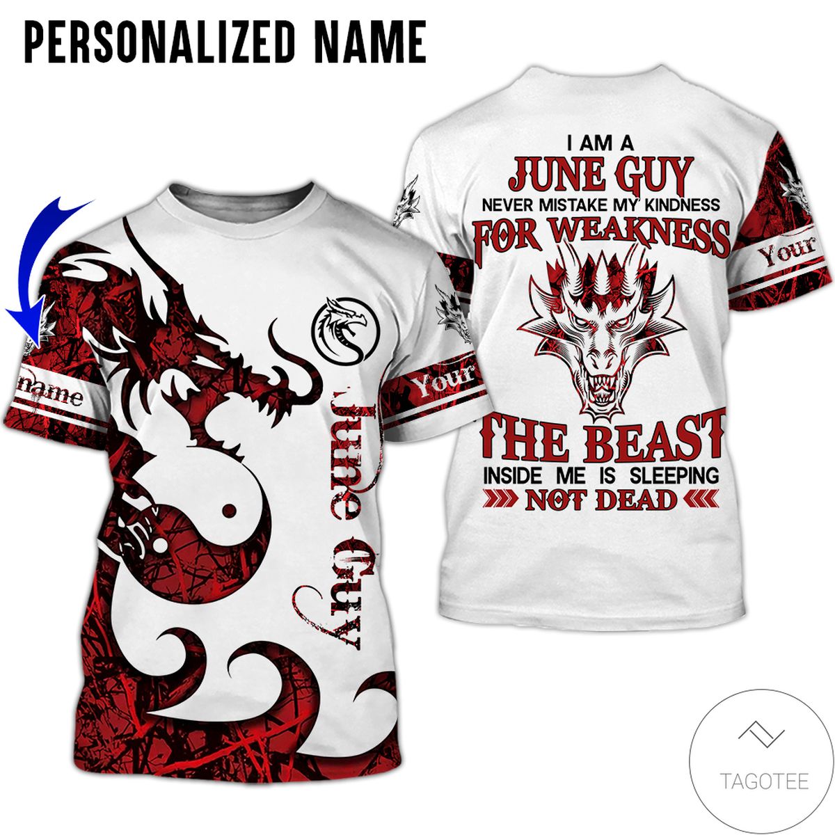 Personalized Name Dragon June Guy The Beast Not Dead All Over Print Hoodie