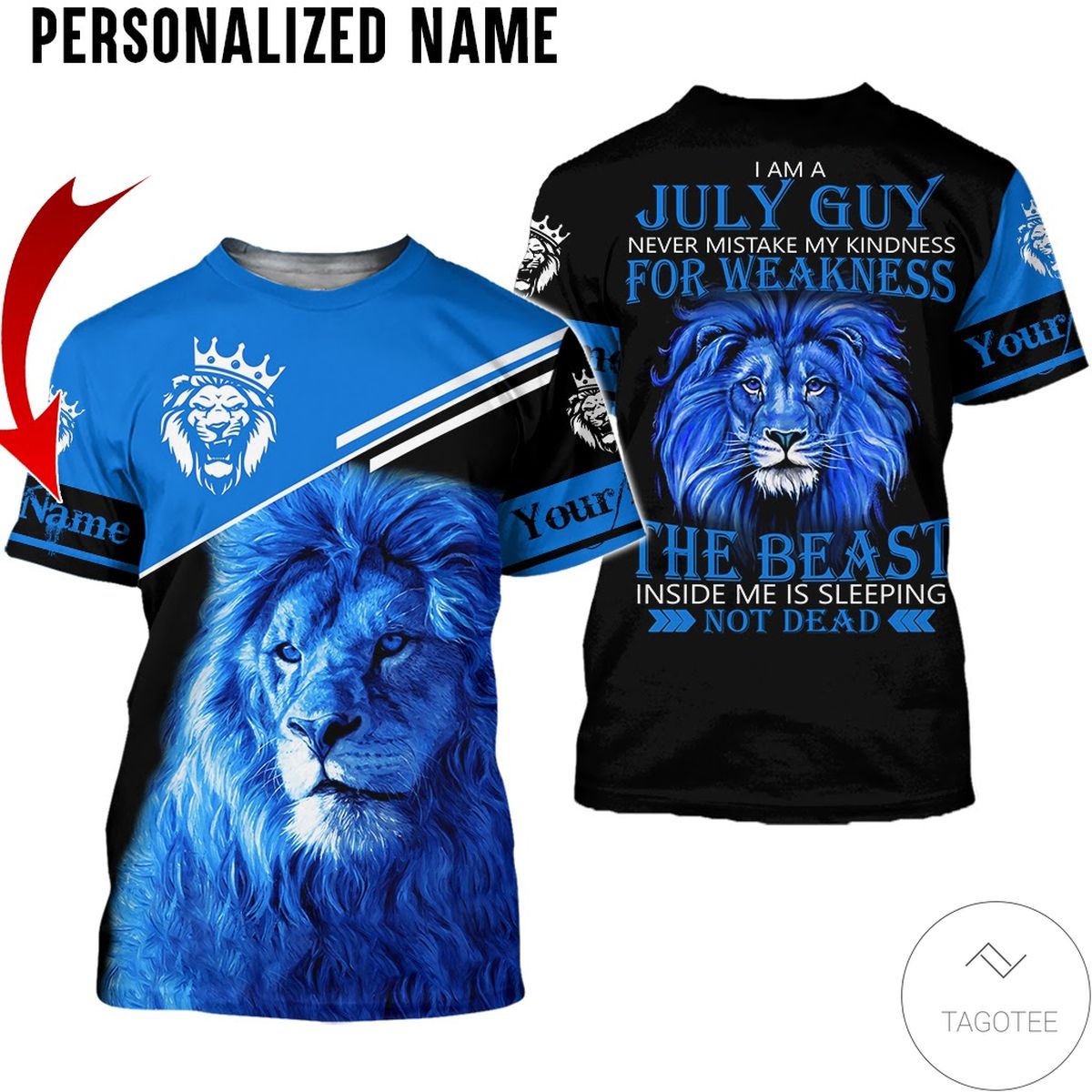 Personalized Name I'm July Guy The Beast Not Dead All Over Print Hoodie