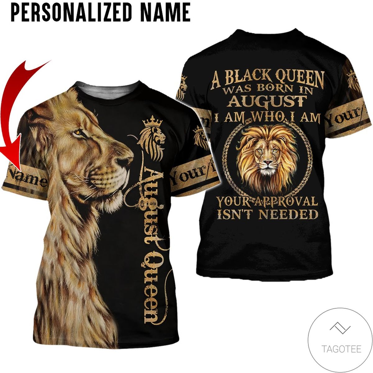 Personalized Name Lion August Girl A Black Queen Was Born All Over Print Hoodie