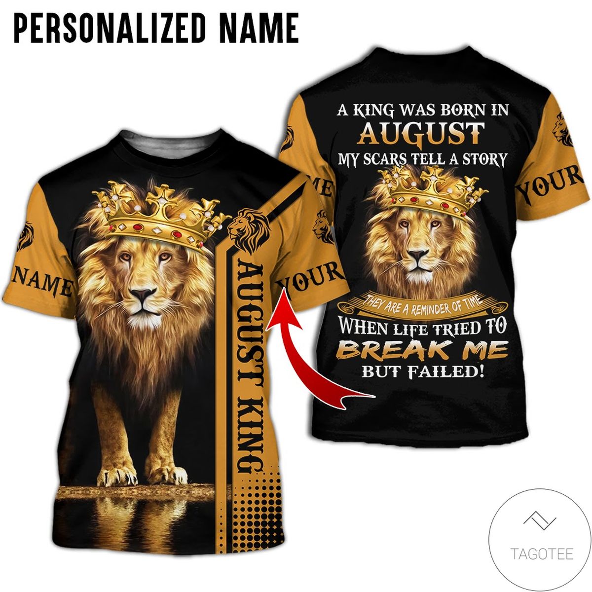 Personalized Name Lion August Guy A King Was Born All Over Print Hoodie