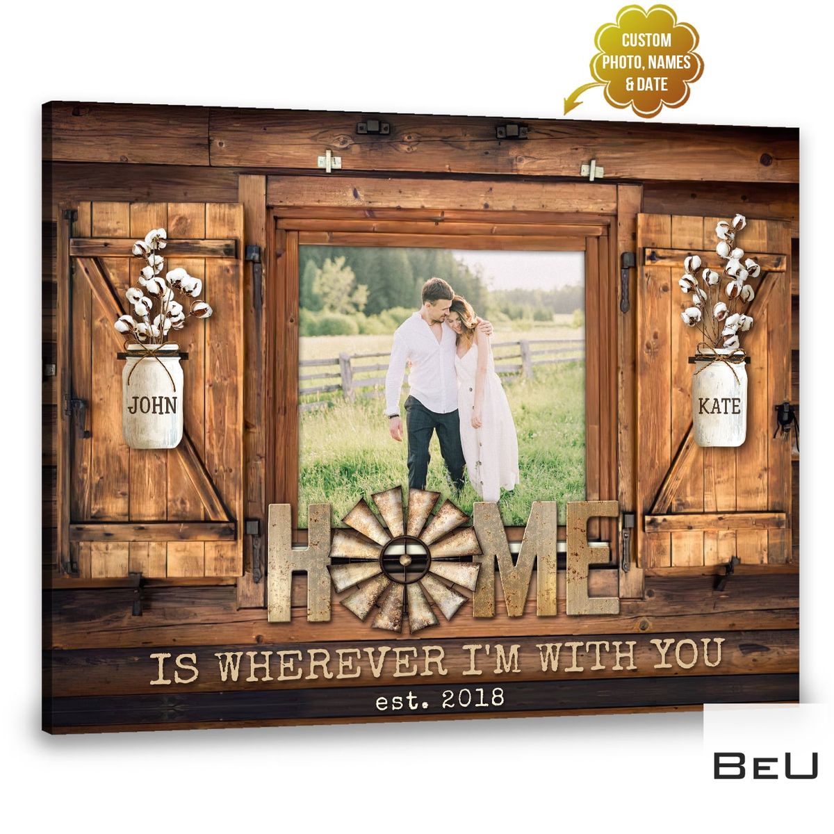Personalized Photo Gifts Home Is Wherever I’m With You Canvas