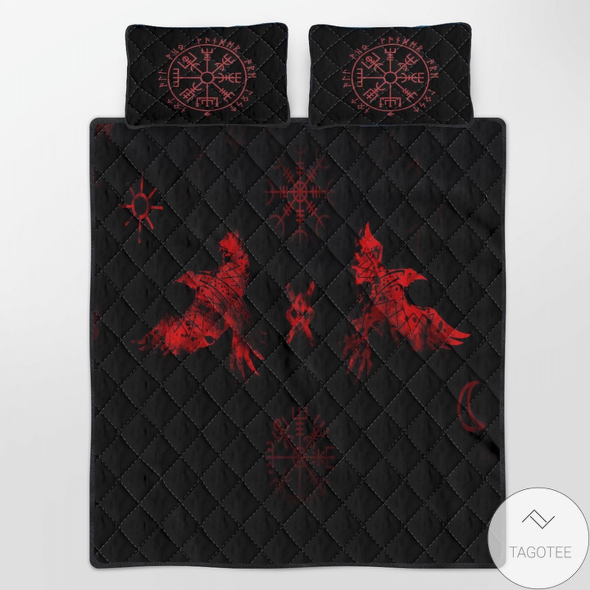 Raven And Rune - Viking Red Quilt Bedding Set