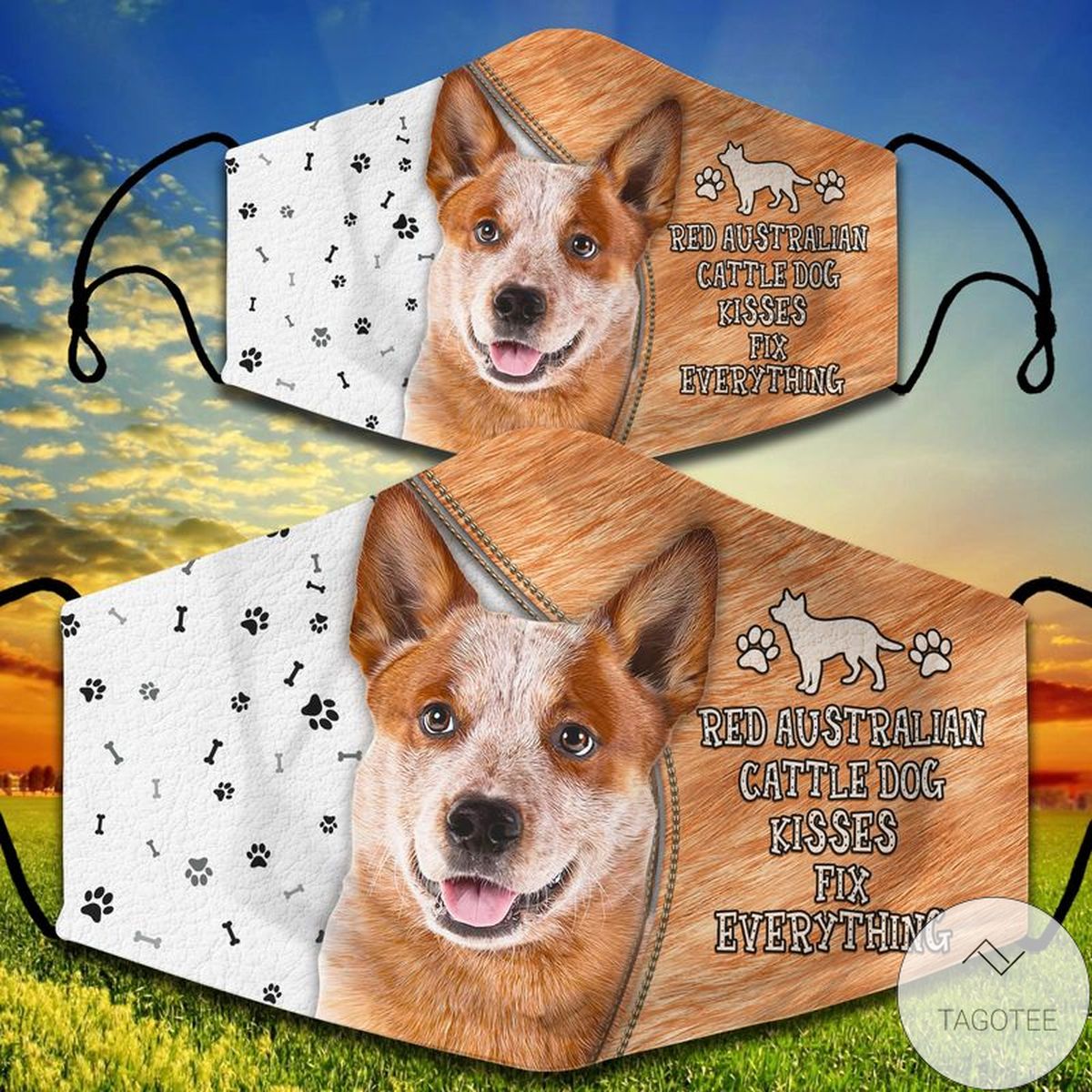 Red Australian Cattle Dog Kisses Fix Everything Mask