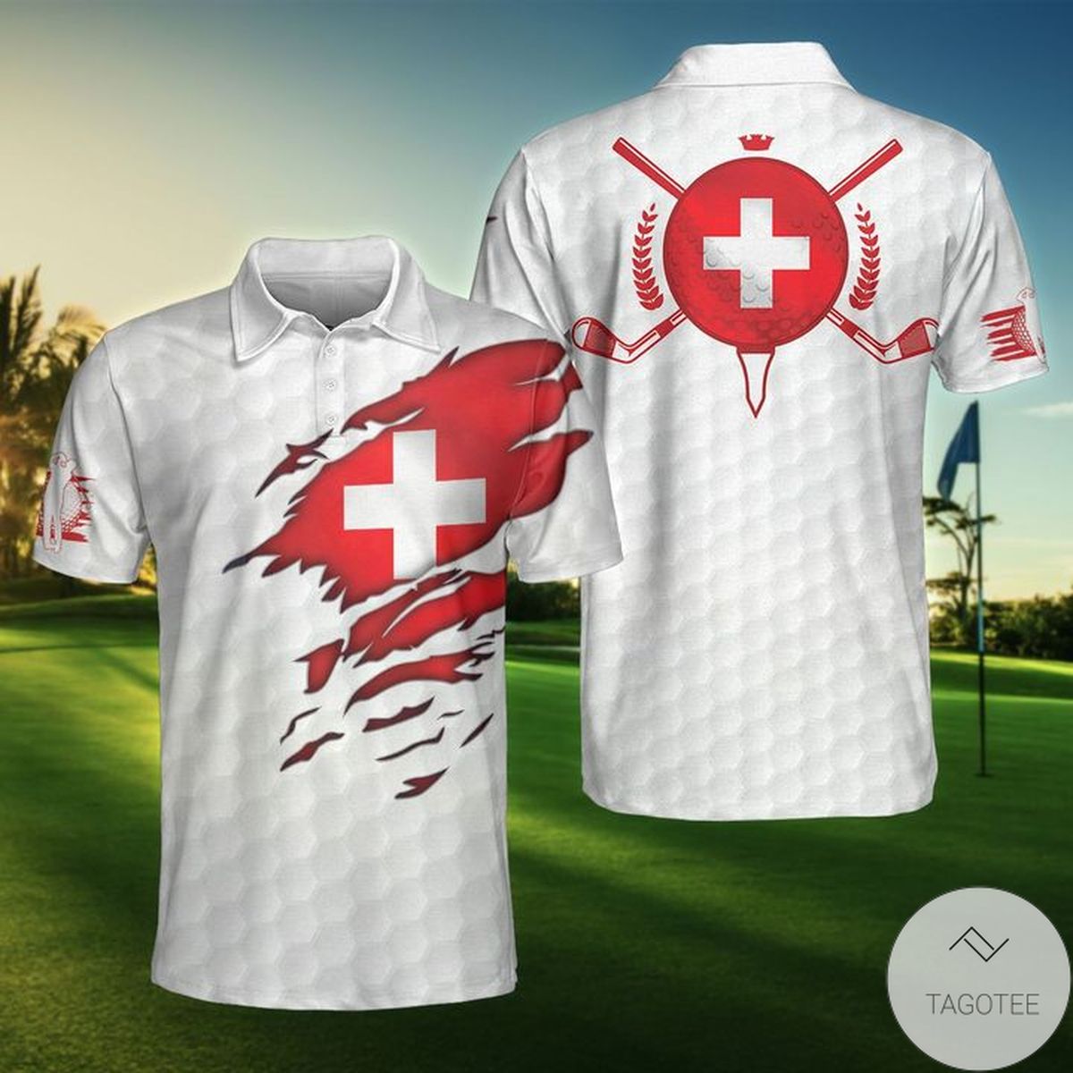 Switzerland Flag Golfer Polo Shirt