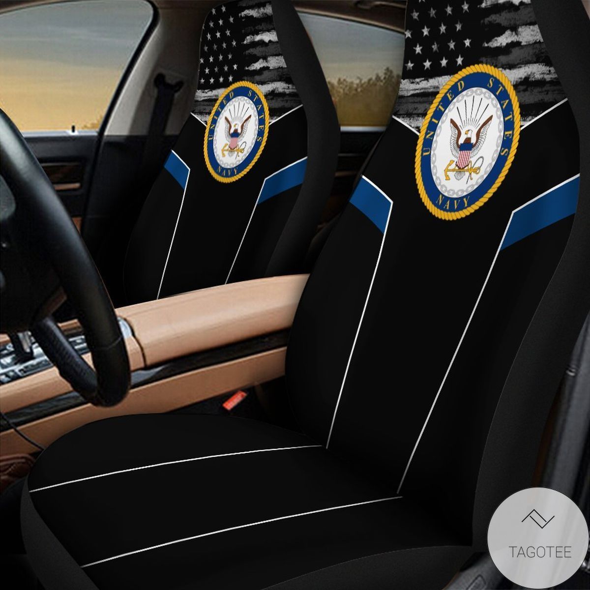 Us Navy 3d Design Print Car Seat Covers
