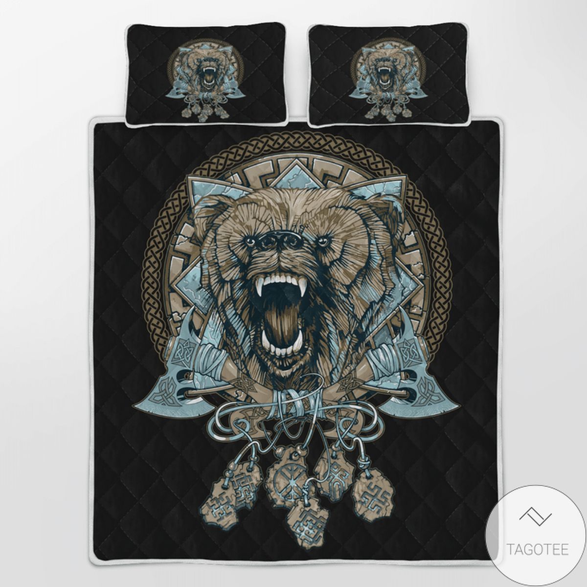 Viking Wolf With Axe - Viking Quilt Bedding Set