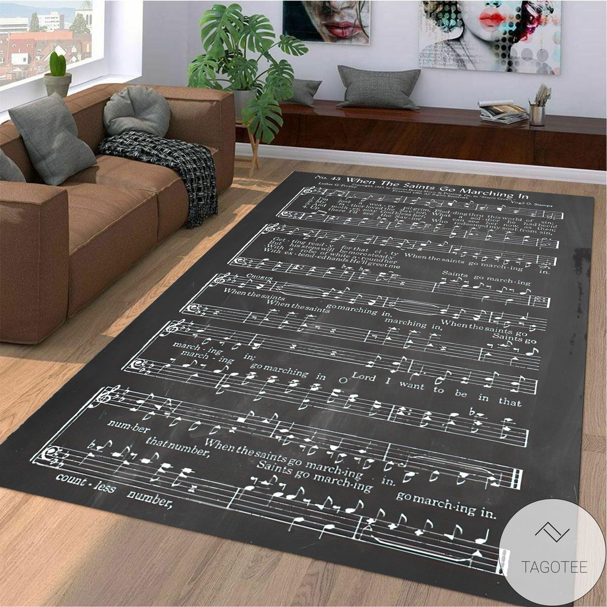 When The Saints Go Marching In Hymnal Print Area Rug
