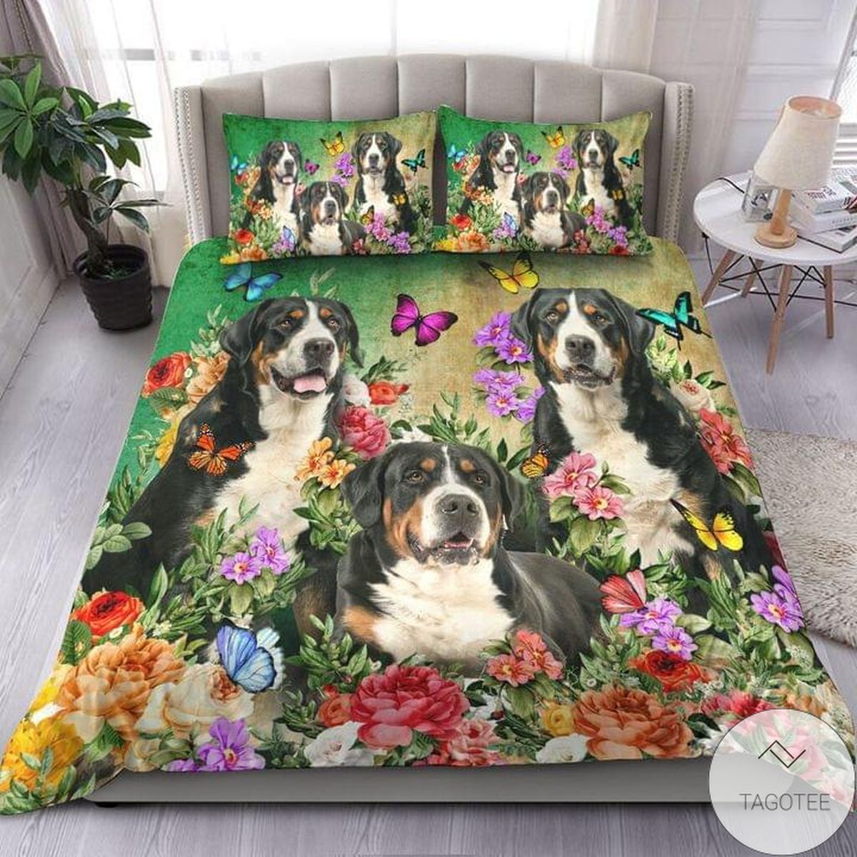 Bernese Mountain Dog Beautiful Flower Bedding Set