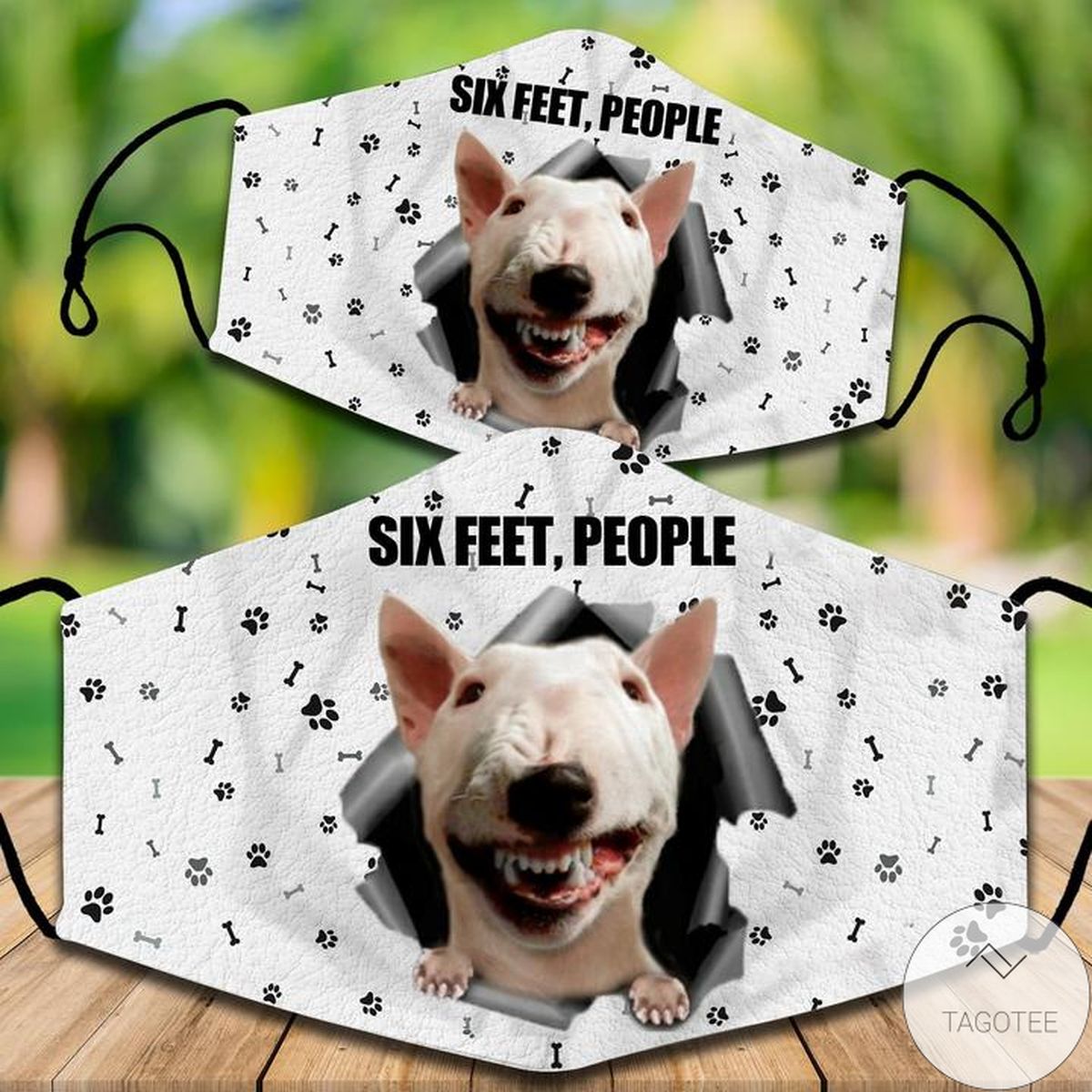 Bull Terrier Six Feet People Face Mask