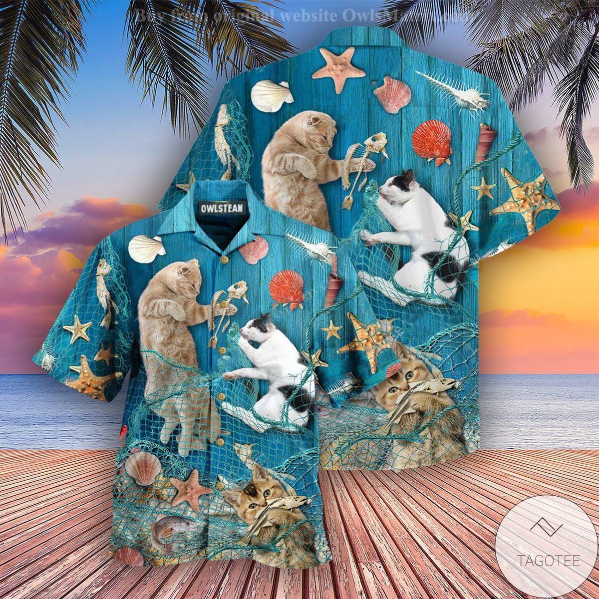 Cats Lay On Beach Hawaiian Shirt