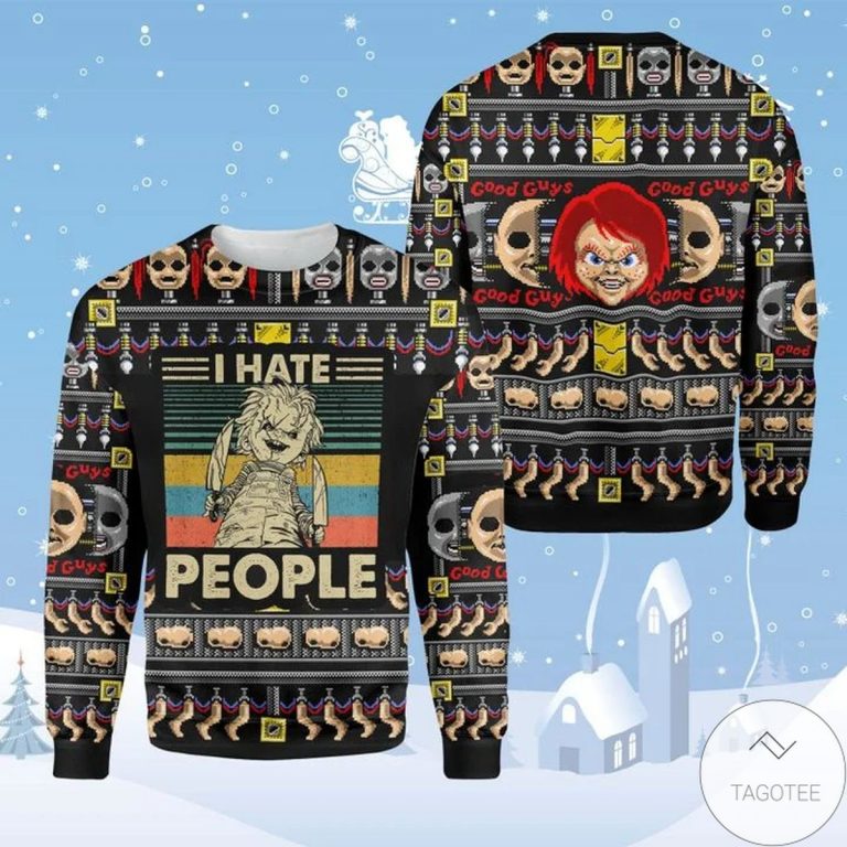 Chubby I Hate People Horror Doll Ugly Christmas Sweater