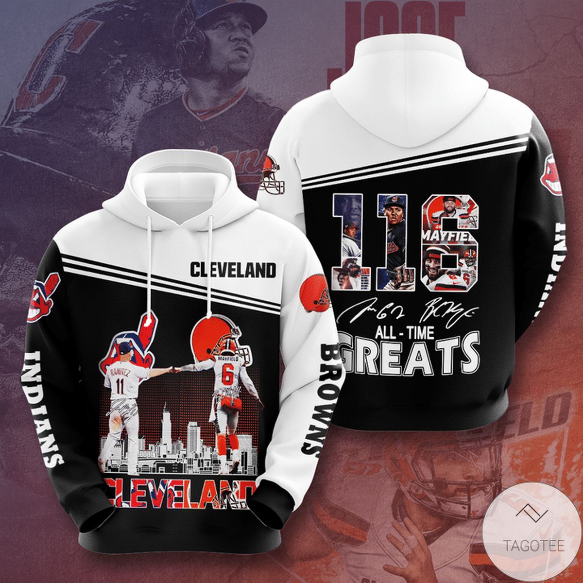 Cleveland Browns And Cleveland Indians 116 All Time Greats 3d Hoodie