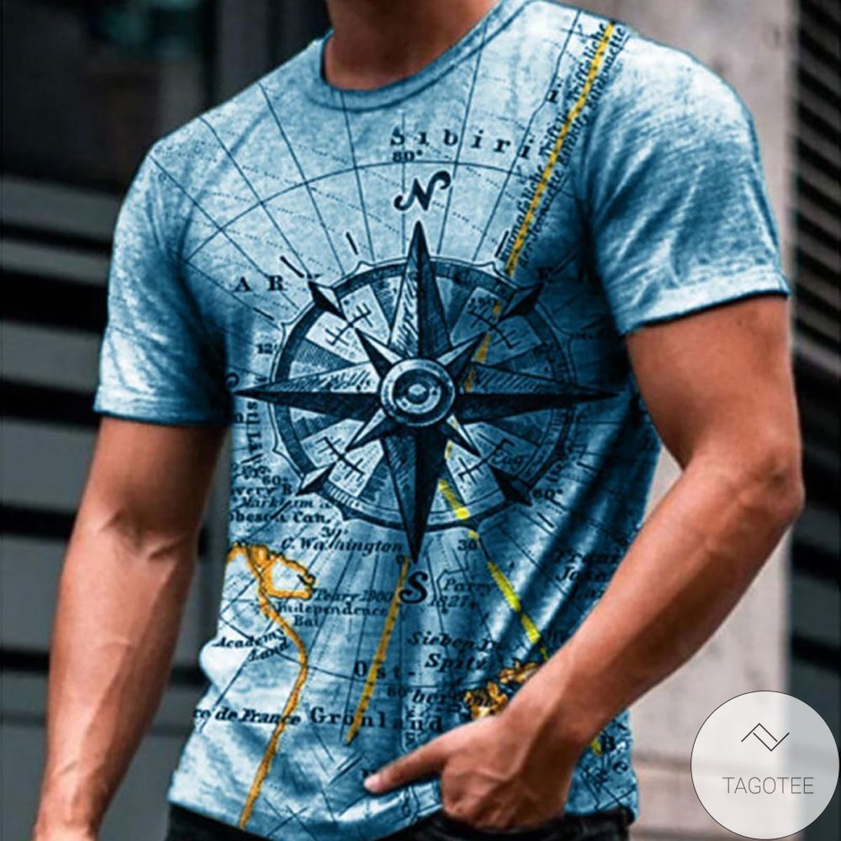 Compass 3d Graphic Printed Short Sleeve Shirt
