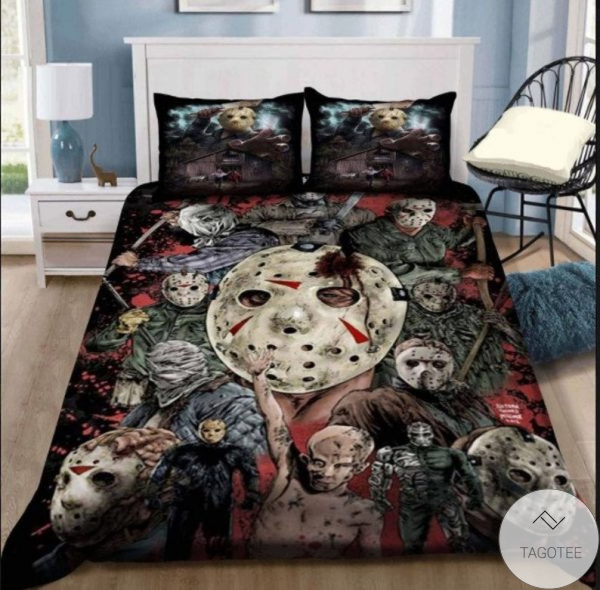 Creepy Friday The 13th Jason Voorhees Faces Bedding Set