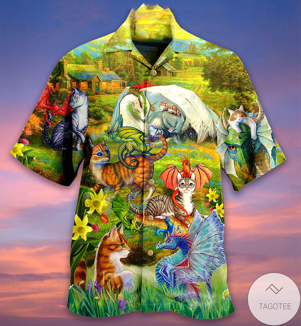 Dragon And Cats Love Life Hawaiian Shirt