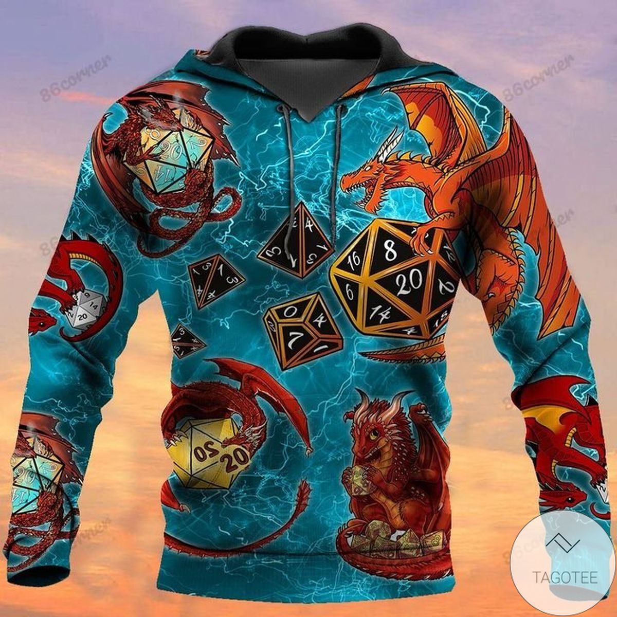 Dragons And Dungeon Dice DnD 3d Hoodie