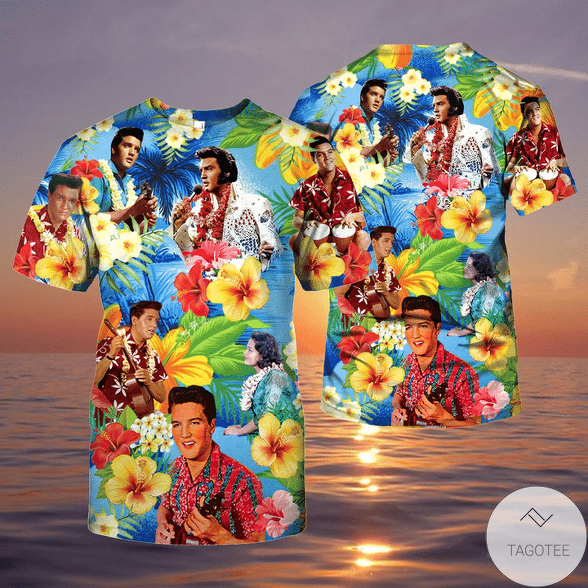 Elvis Presley Blue Aloha Shirt