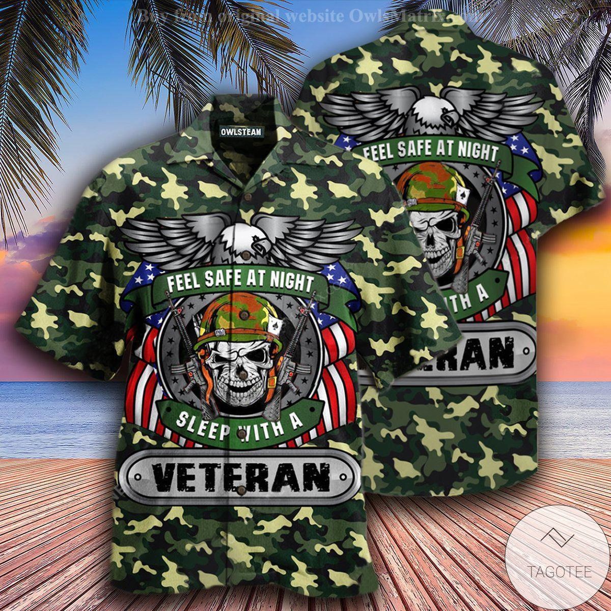 Feel Safe At Night Sleep With A Veteran Hawaiian Shirt