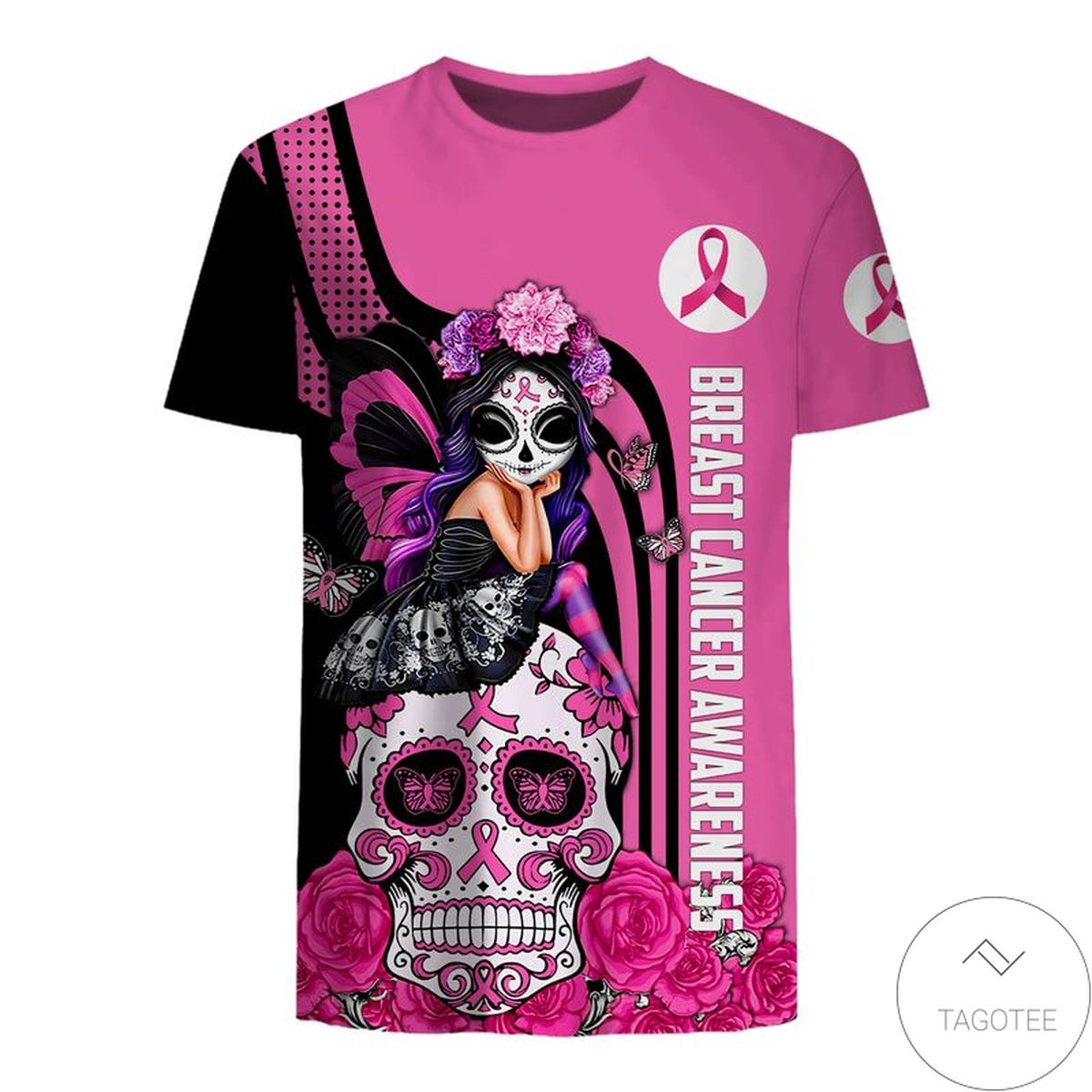 Fight Like A Girl Breast Cancer Awareness Skull Shirt