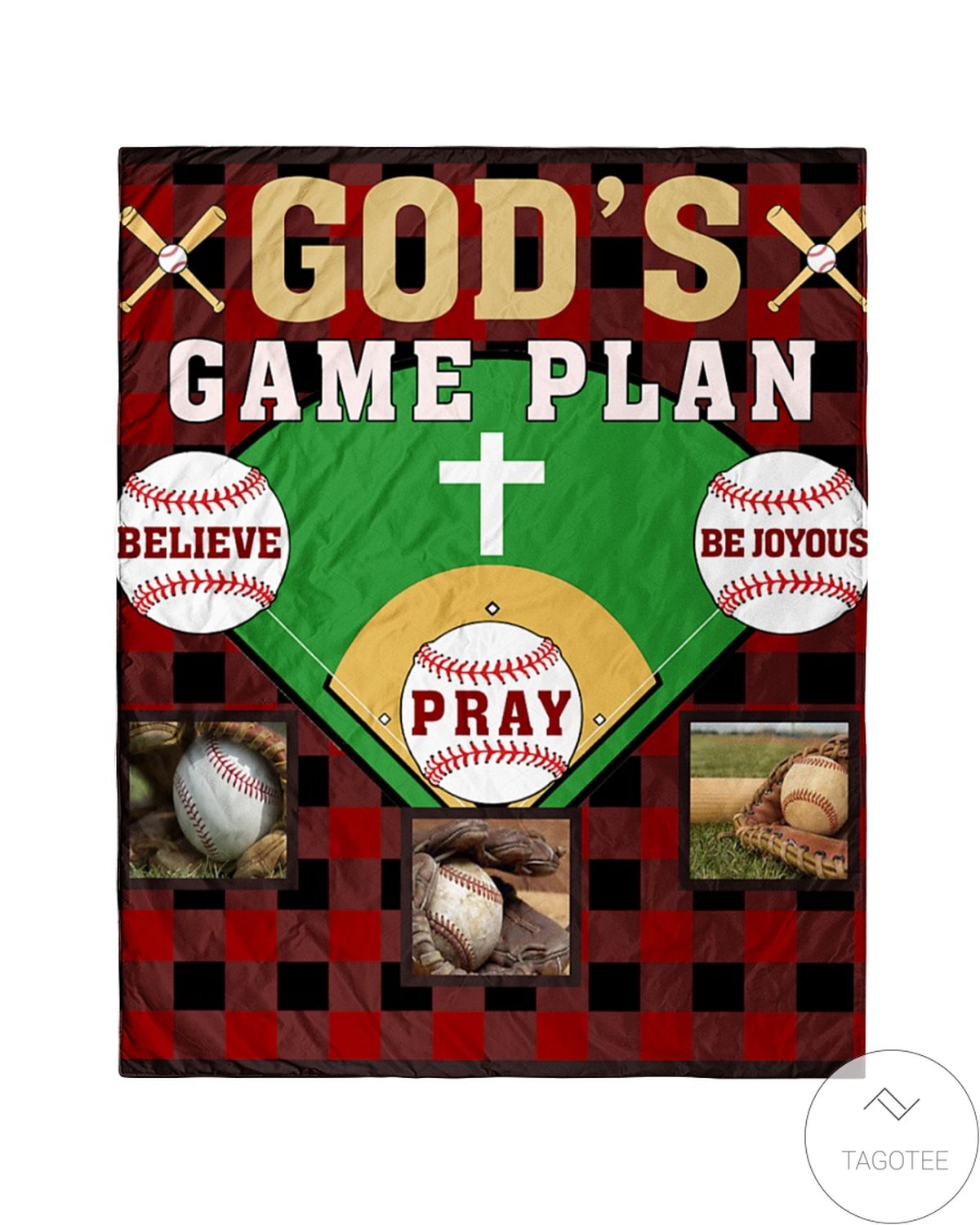 God's Game Plan Believe Pray Be Joyous Baseball Blanket