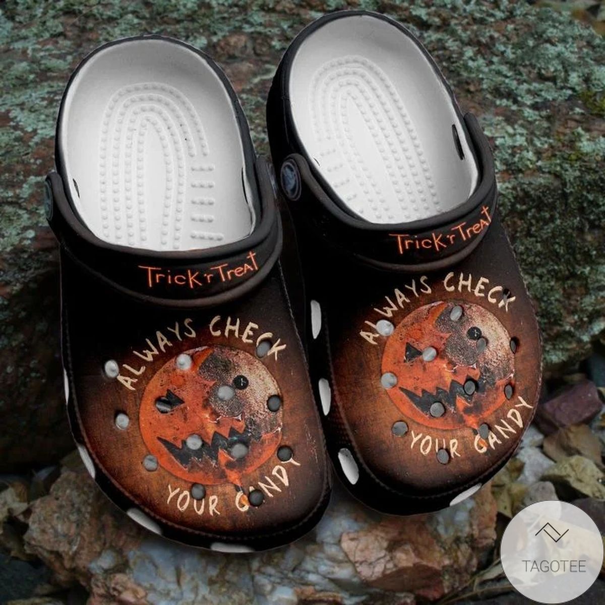 Halloween Always Check Your Candy Creepy Pumpkin Crocs