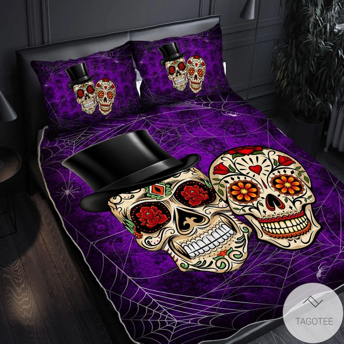 Happy Haunting Sugar Skull Halloween Quilt Bedding Set