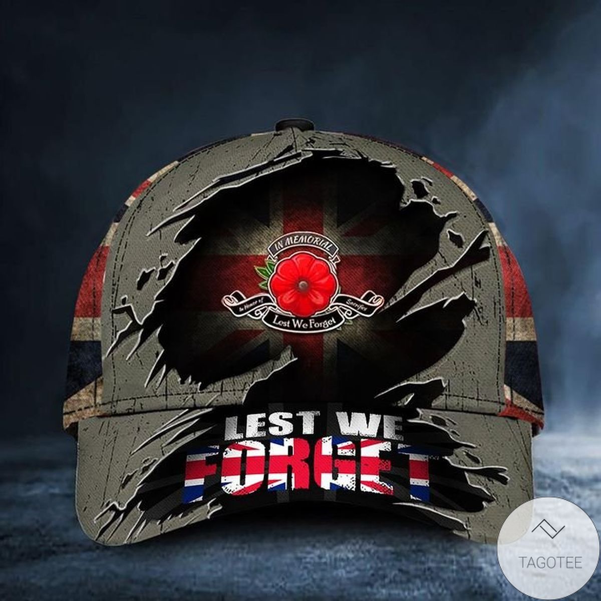 Lest We Forget Uk Poppy Flag Patriotic Honoring Remembrance Day Soldiers Cap