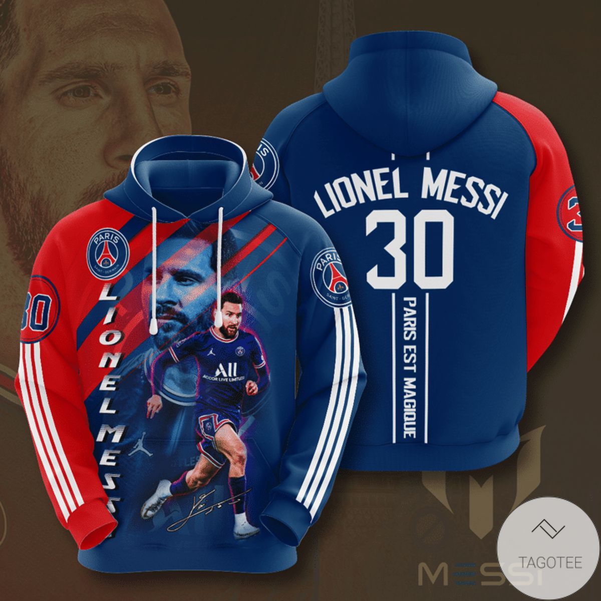 Lionel Messi 30 Paris Saint Germain 3d Hoodie