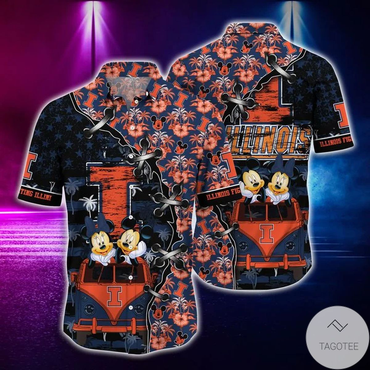 Mickey Mouse Illinois Fighting Illini NCAA Hawaiian Shirt