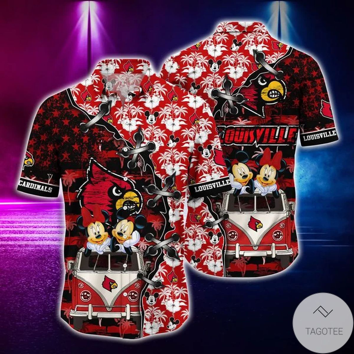 Mickey Mouse Louisville Cardinals NCAA Hawaiian Shirt