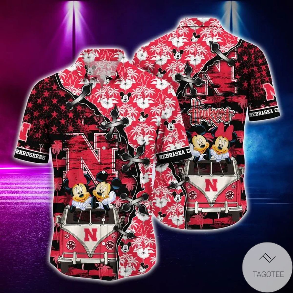 Mickey Mouse Nebraska Cornhuskers NCAA Hawaiian Shirt
