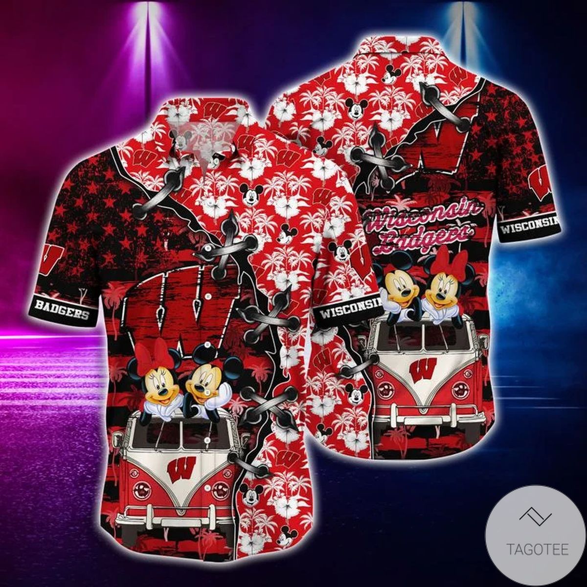 Mickey Mouse Wisconsin Badgers NCAA Hawaiian Shirt