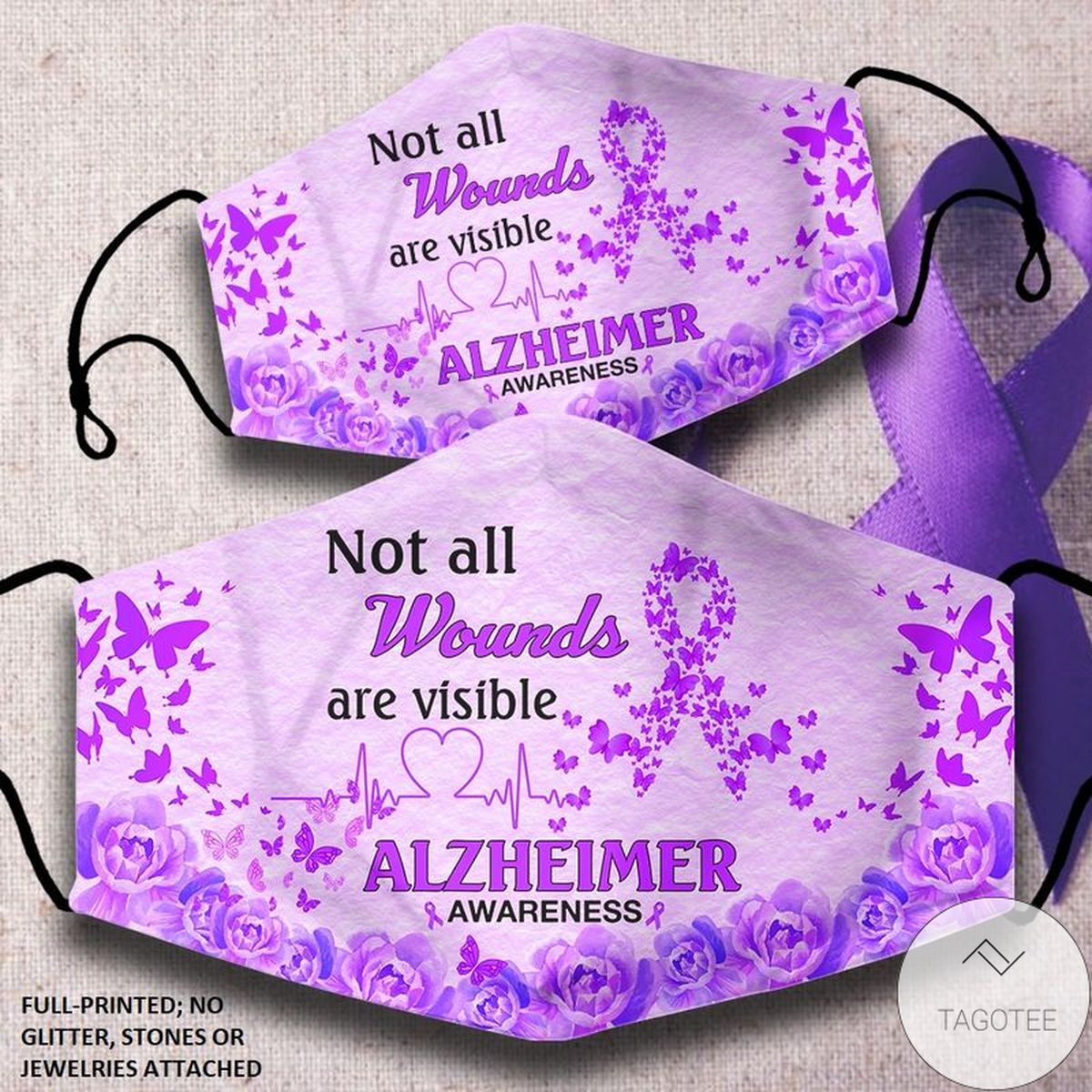 Not All Wounds Are Visible Alzheimer Awareness Face Mask
