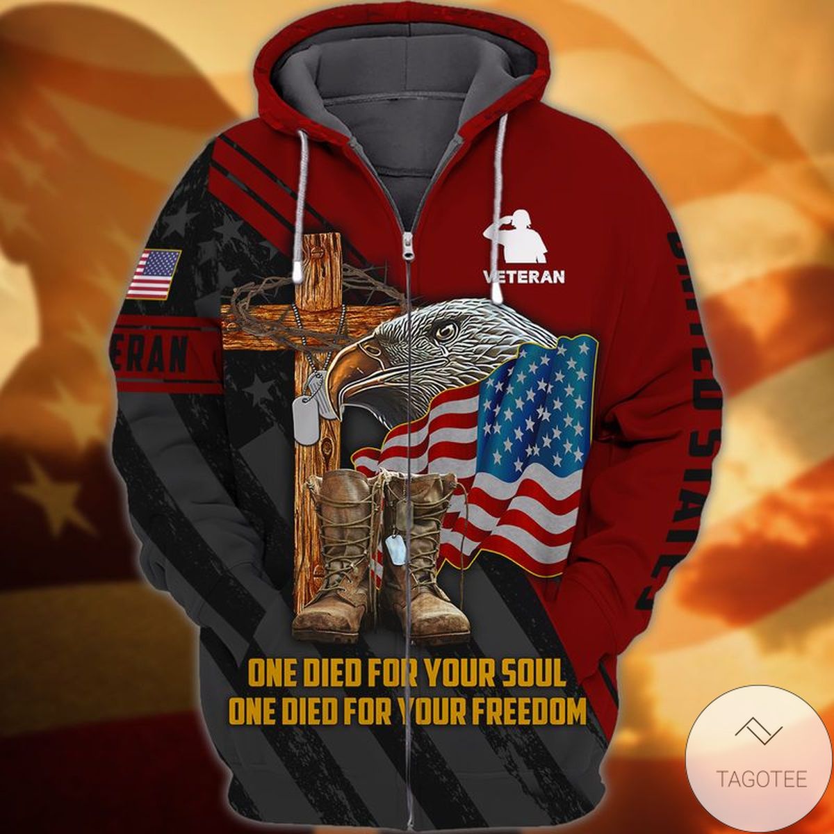 One Died For Your Soul One Died For Your Freedom Veteran 3d Zip Hoodie