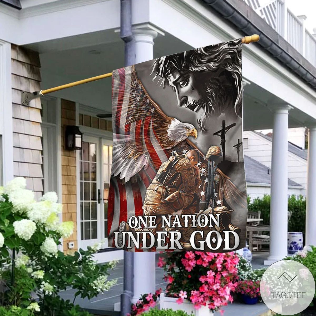 One Nation Under God Eagle American Veteran Flag