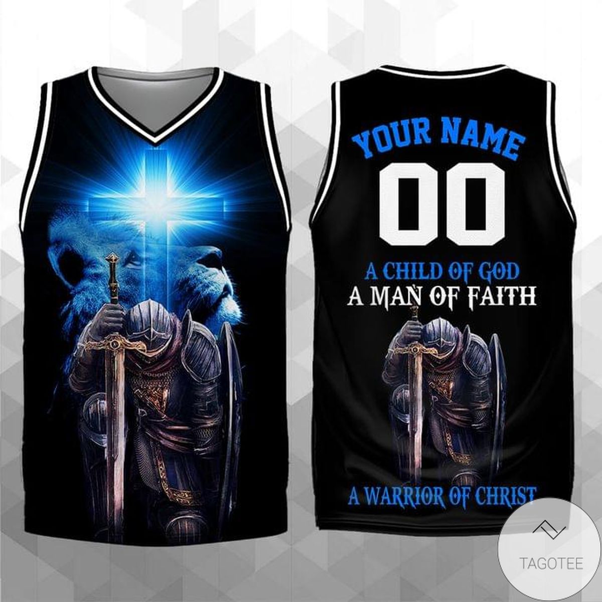 Personalized A Child Of God A Man Of Faith A Warrior Of Christ Jersey Tank Top