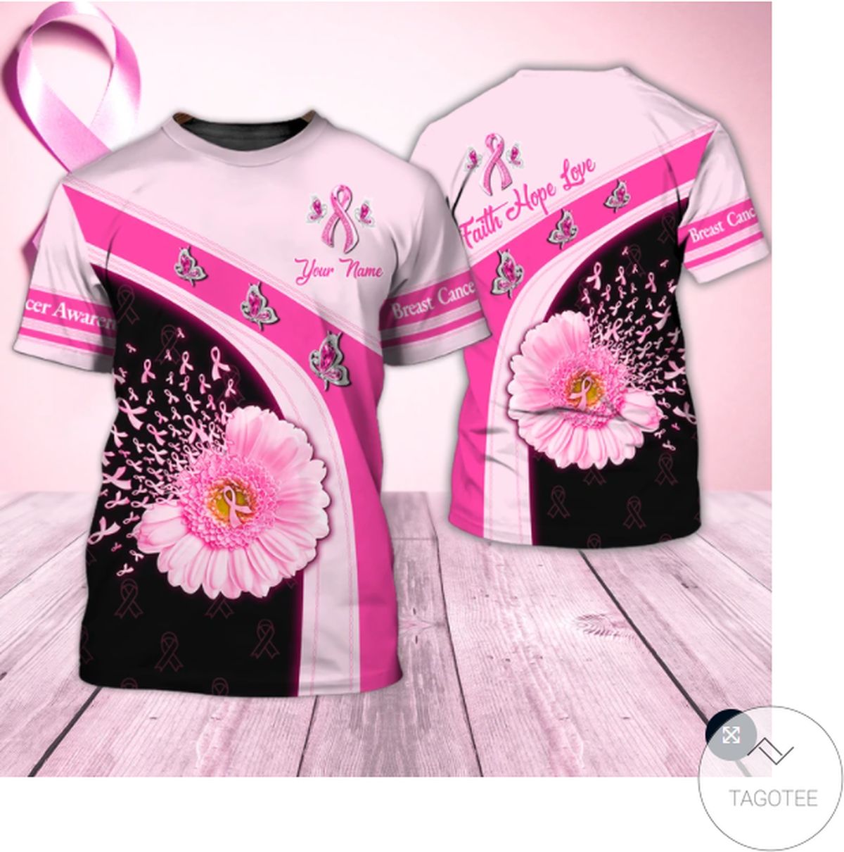 Personalized Breast Cancer Awareness Faith Hope Love 3d Shirt