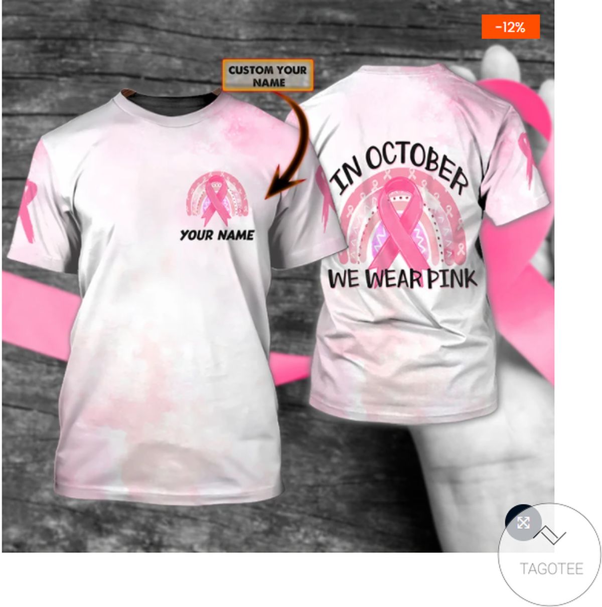 Personalized Breast Cancer Awareness In October We Wear Pink 3d Shirt
