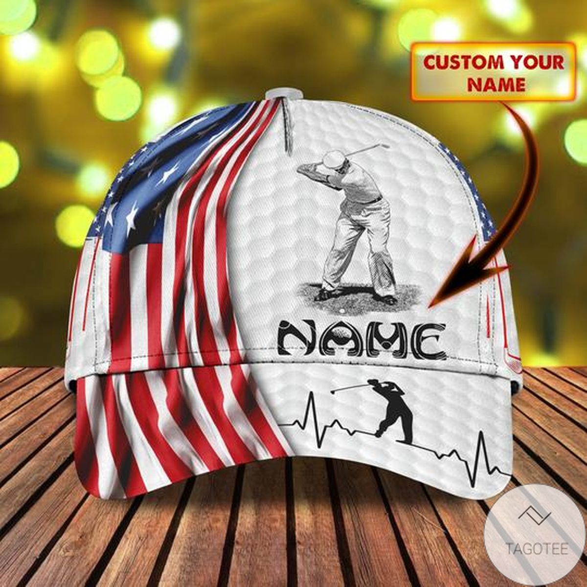 Personalized Golf Us Flag Cap