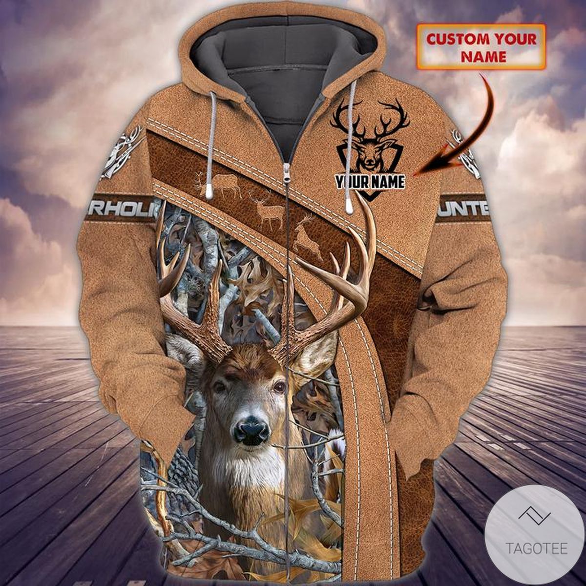 Personalized Hunting Deer 3d zip Hoodie