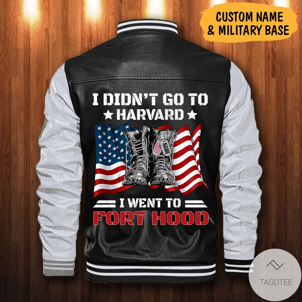 Personalized I Didn't Go To Harvard I Went To Fort Hood Leather Bomber Jacket
