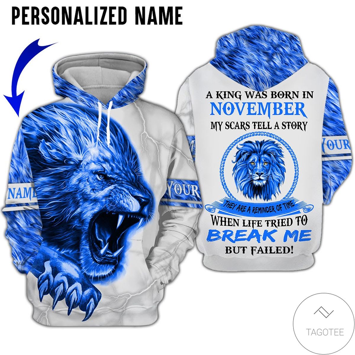 Personalized Lion A King Was Born In November 3d Hoodie