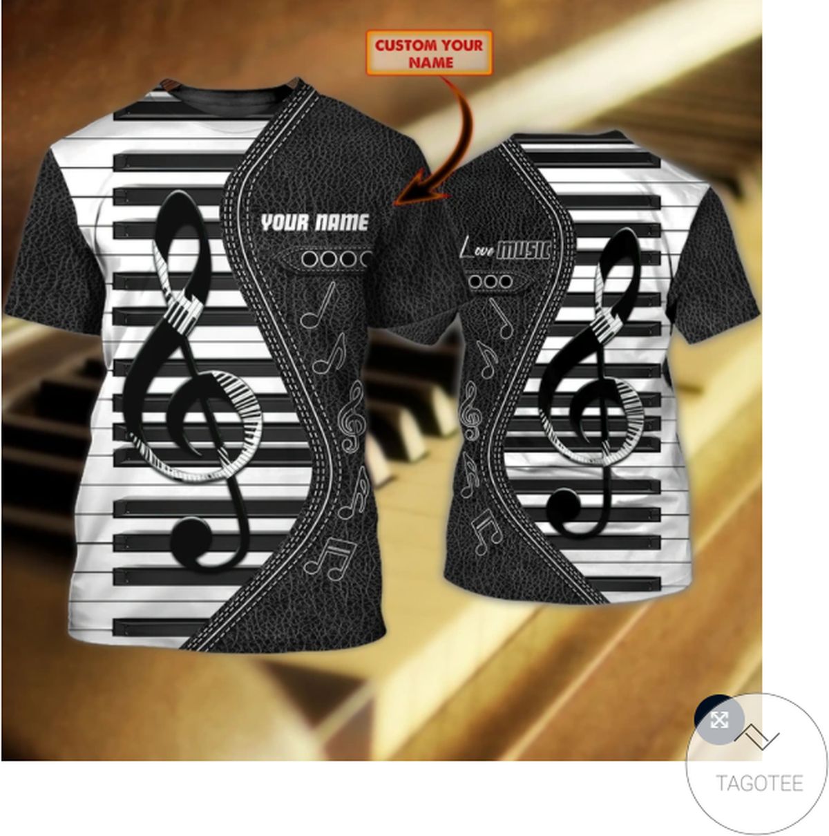 Personalized Love Piano Musical Note 3d Shirt