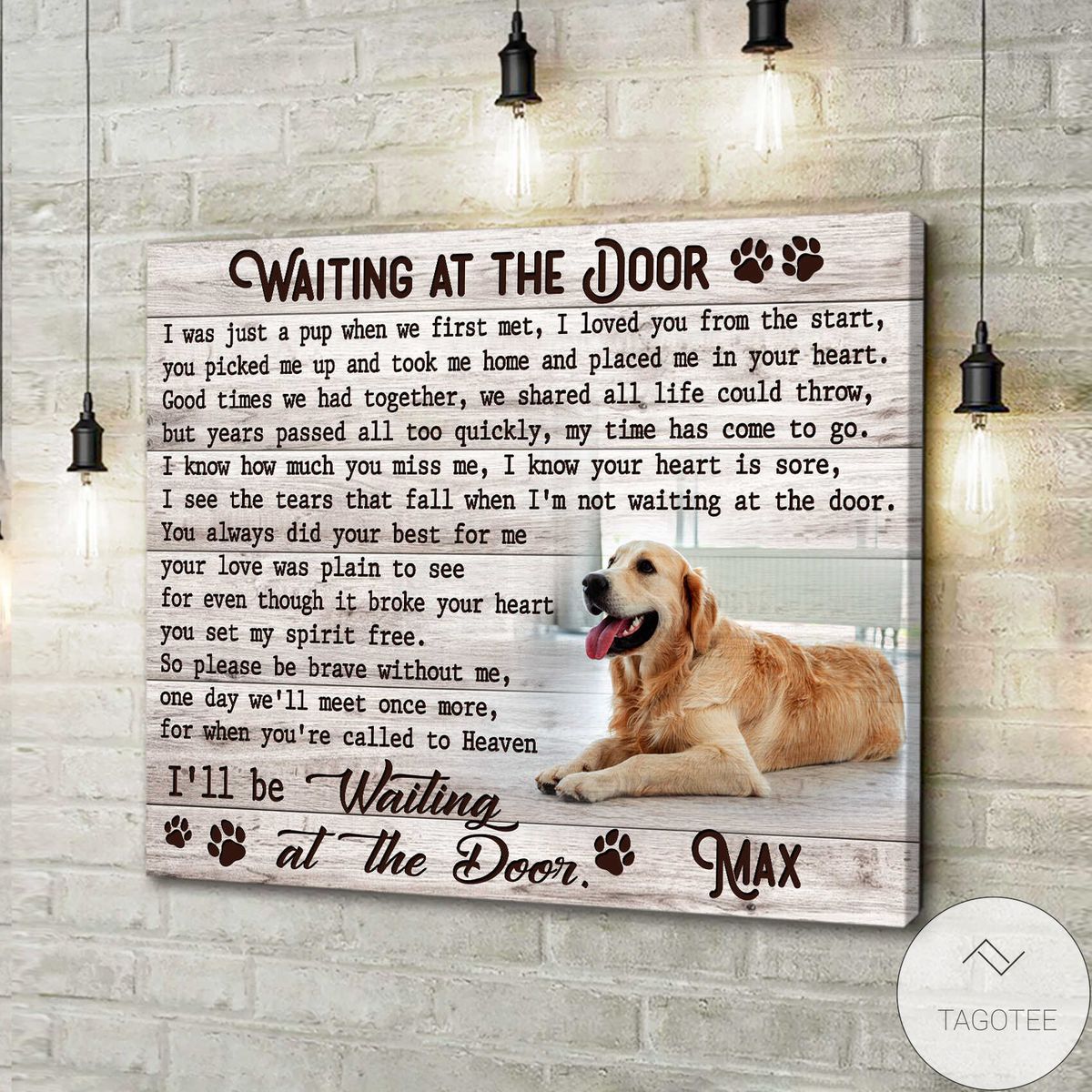 Personalized Memorial Pet Photo Waiting At The Door Canvas