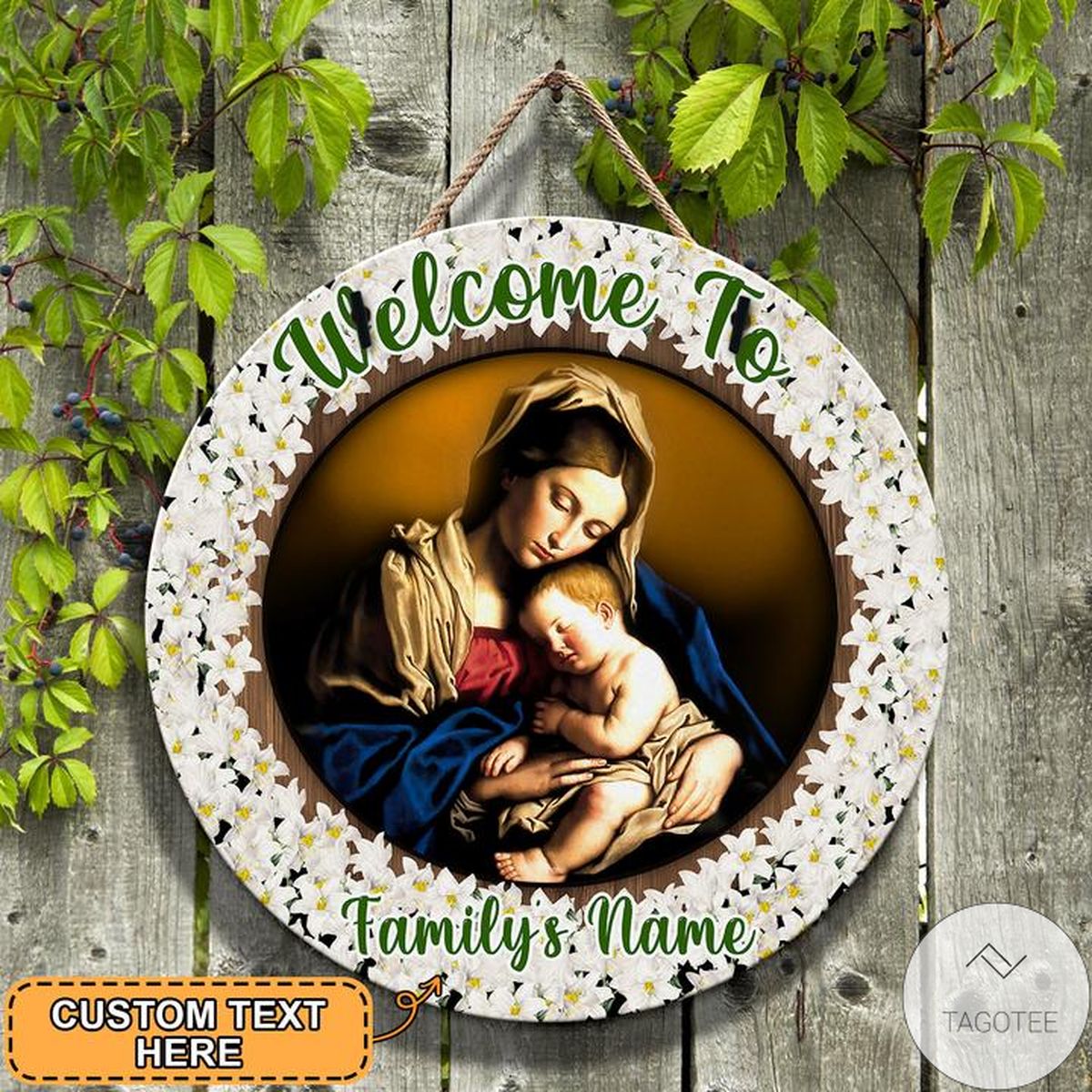 Personalized Mother Of Christ Round Wooden Sign