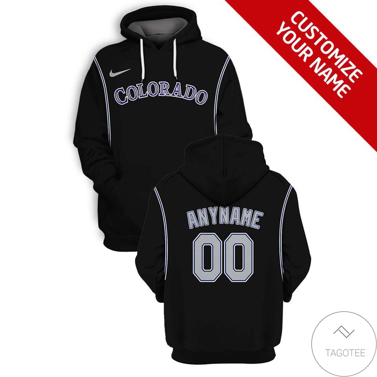 Personalized Name And Number Colorado Rockies Black All Over Print T-shirt