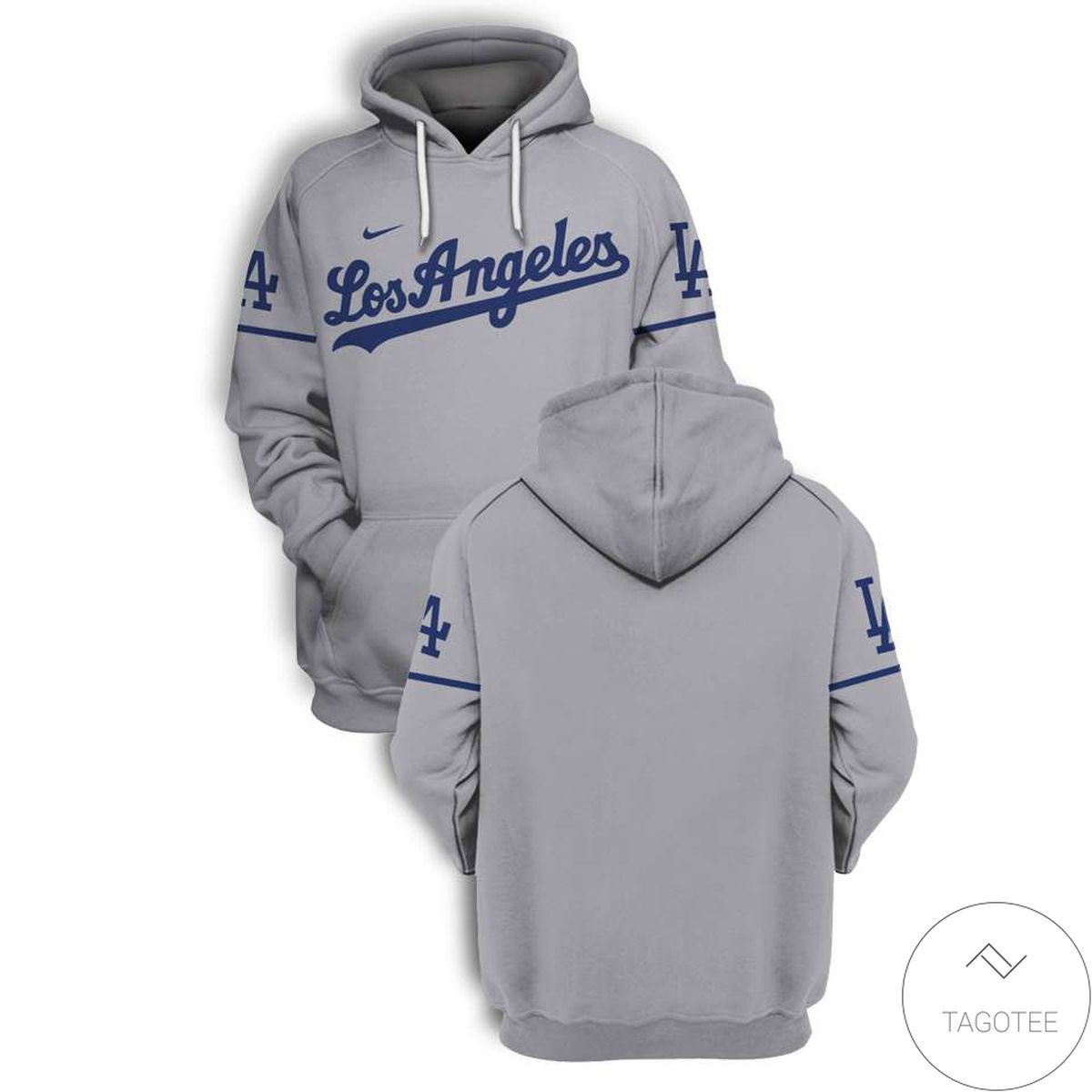 Personalized Name And Number Los Angeles Dodgers Grey All Over Print T-shirt