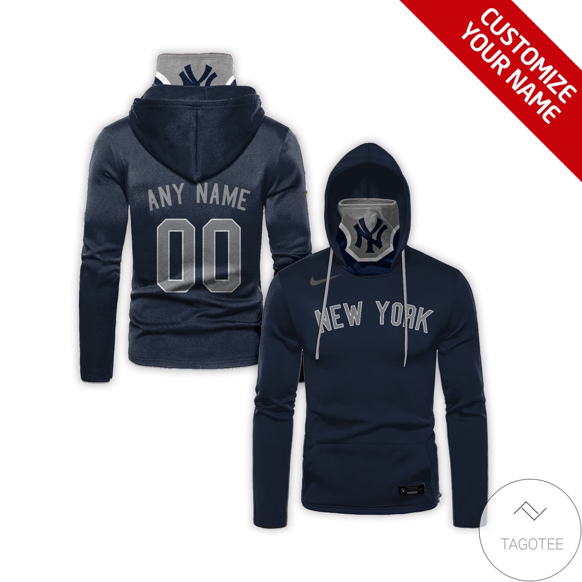 Personalized Name And Number New York Yankees Navy Gaiter Mask Hoodie