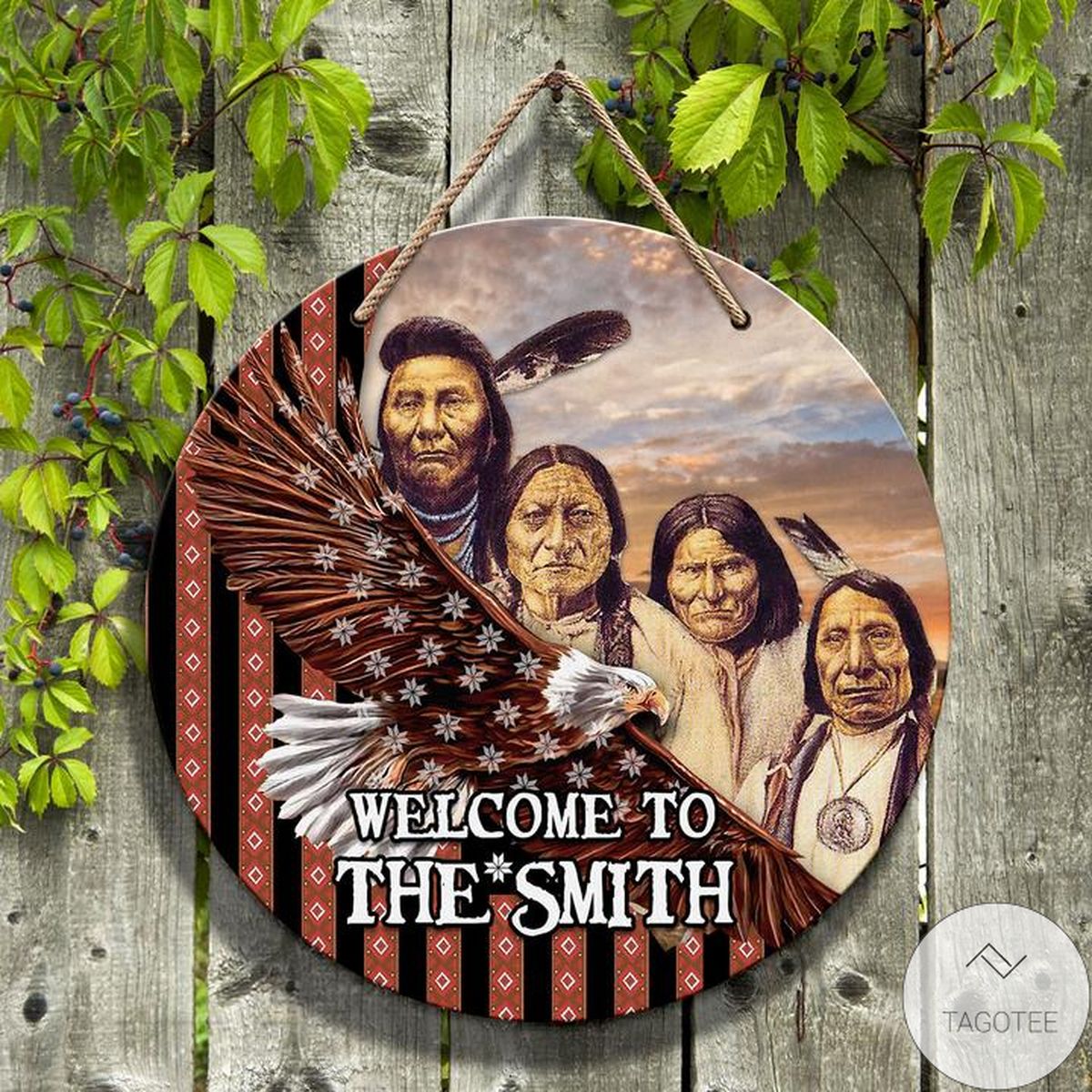 Personalized Native American Round Wooden Sign